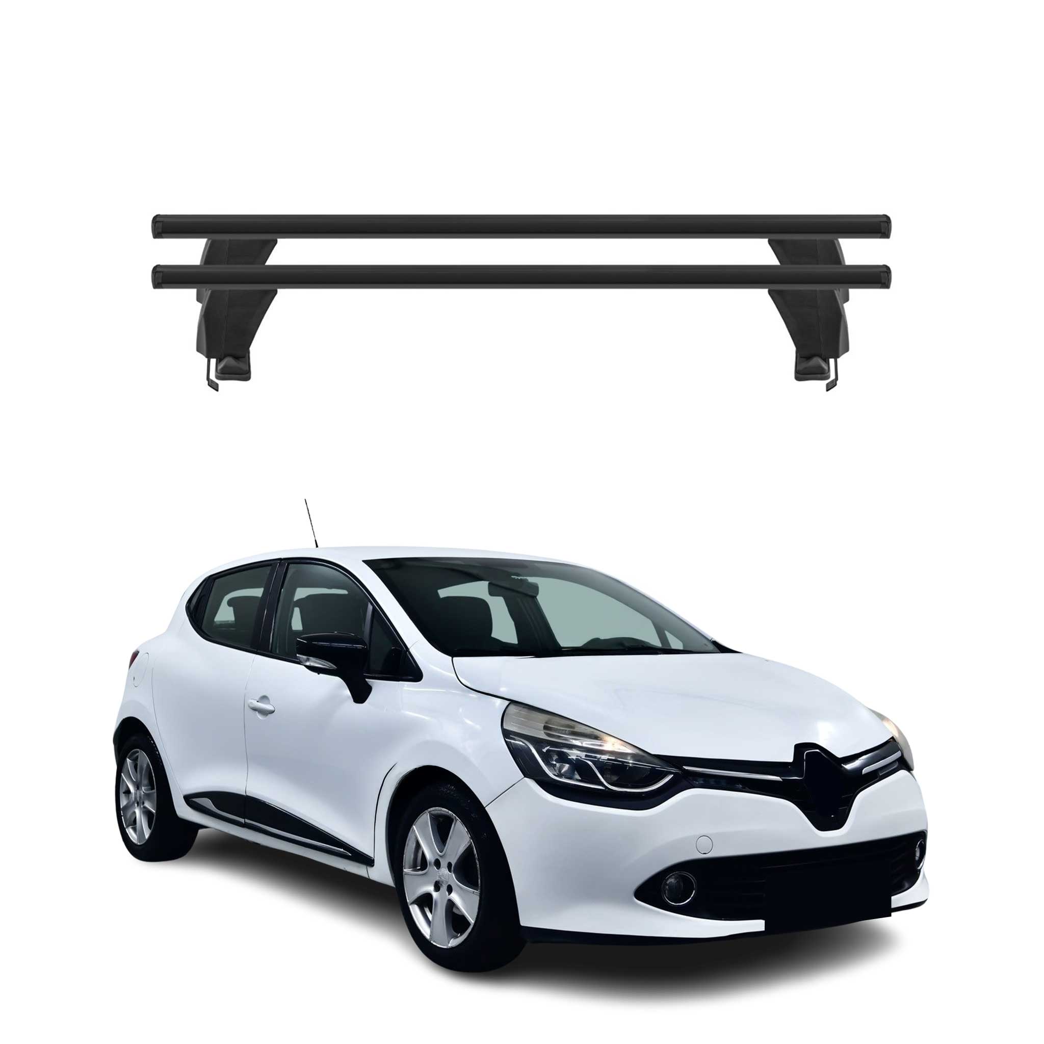 Menabo Barres de toit Transversales pour Renault Clio 4 2012-2019 Alu Noir ABE