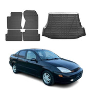 Kit Tapis de sol et coffre pour Ford Focus mk1 1998-2004 Berline TPE Noir