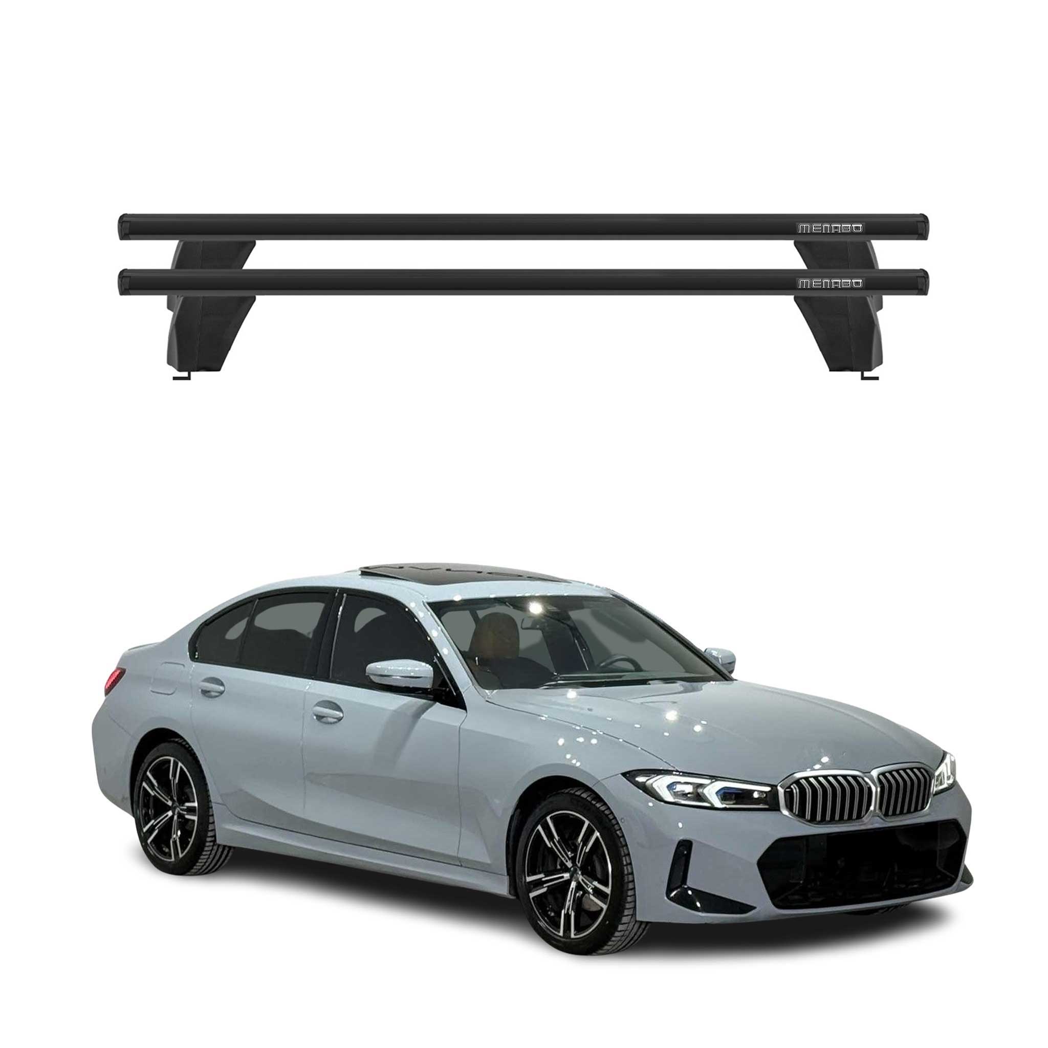 Menabo Barres de toit transversales pour BMW Série 3 G20 G80 2019-2026 Alu Noir
