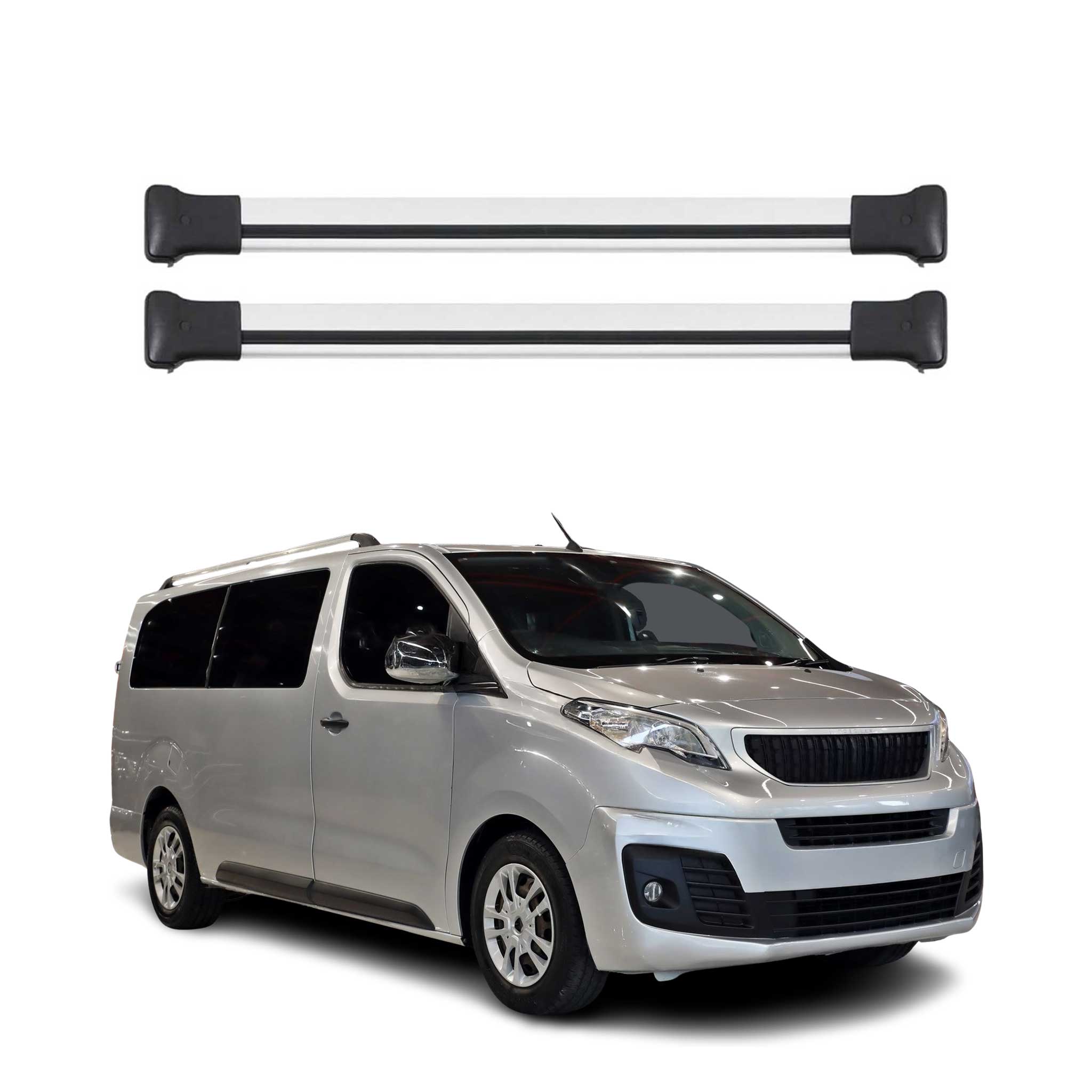 Barres de toit transversales pour Peugeot Expert 2016-2026 Aluminium Gris