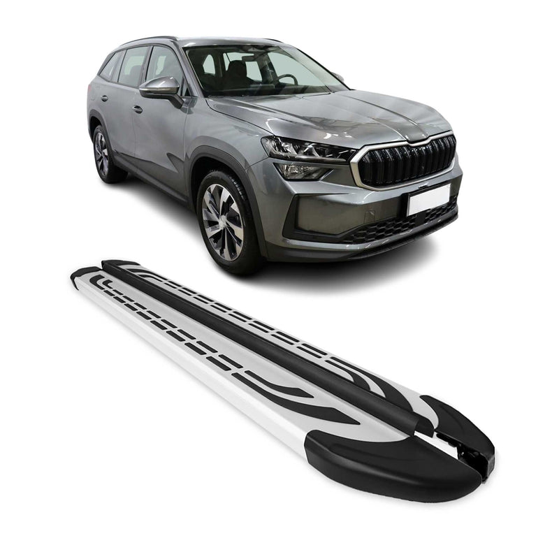 Marchepieds latéraux pédale pour Skoda Kodiaq 2024-2025 2Pcs Alu Gris