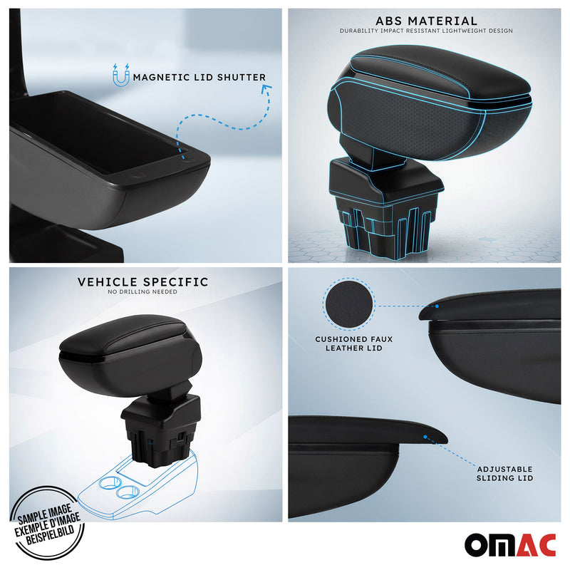 Accoudoir pour Dacia Duster 2010-2017 Vinyl Abs Noir Coulissant