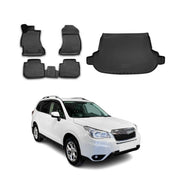 Kit Tapis de sol et coffre pour Subaru Forester 2013-2019 en Caoutchouc TPE Noir