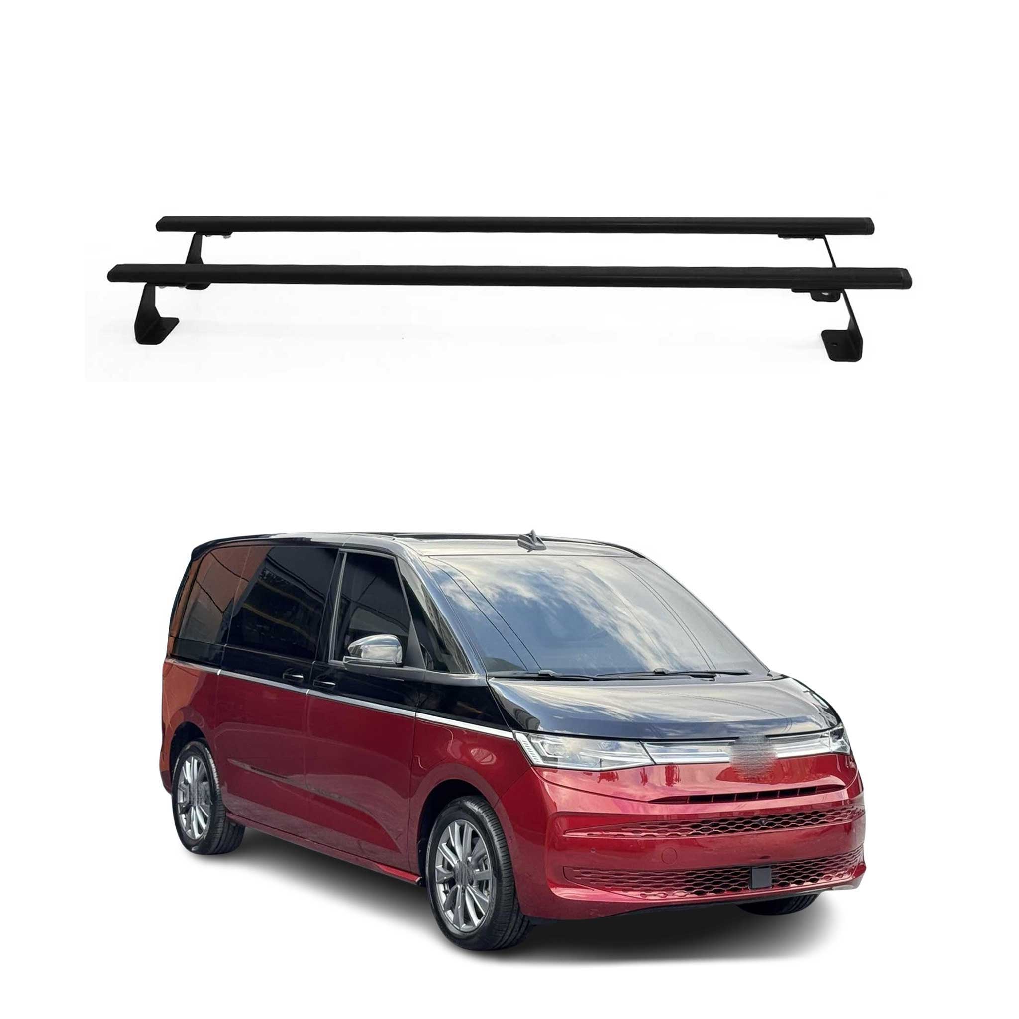 Barres de toit transversales pour VW Multivan T7 2021-2026 Acier Noir 2 pcs