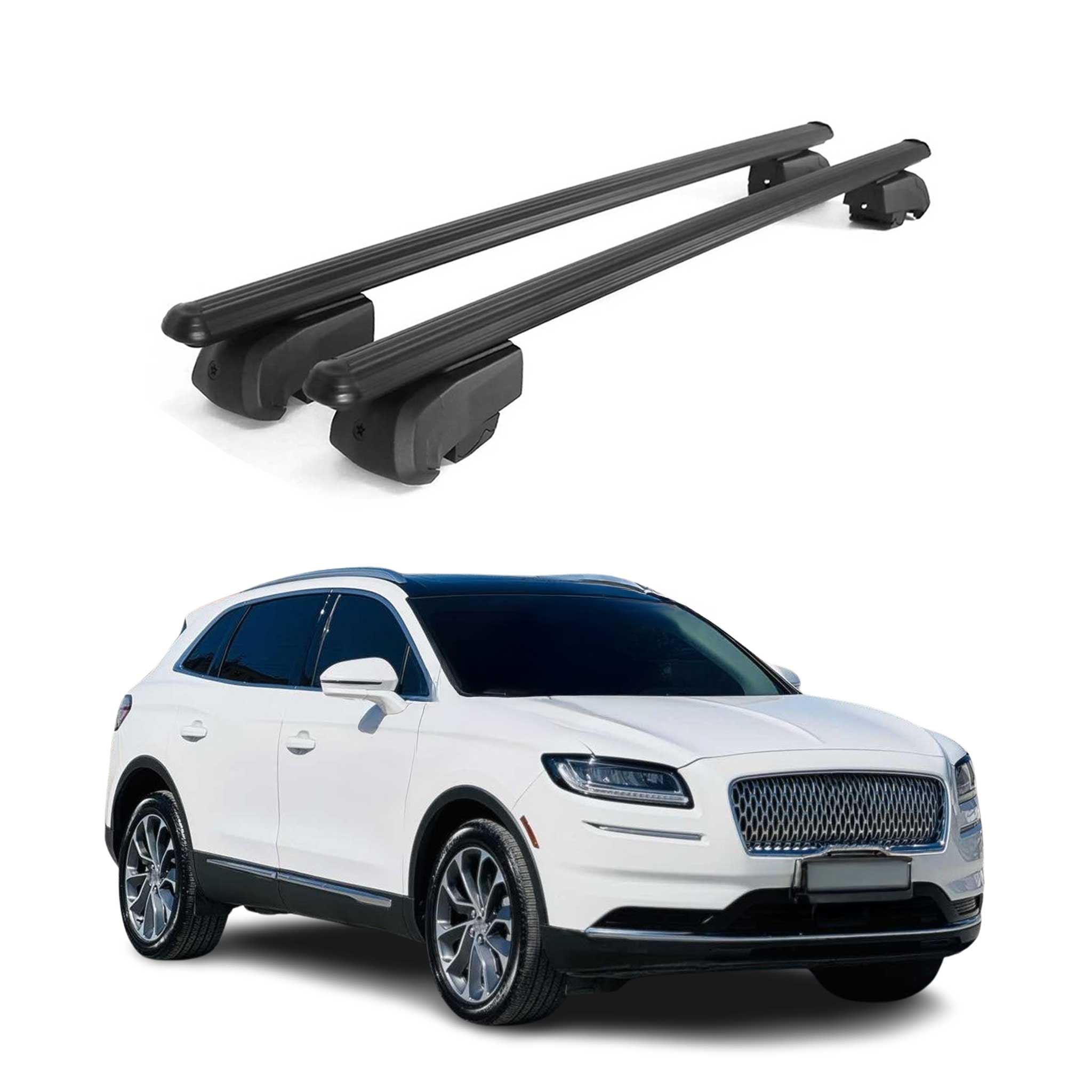 Barres de toit Transversales pour Lincoln Nautilus 2019-2023 Alu Noir ABE