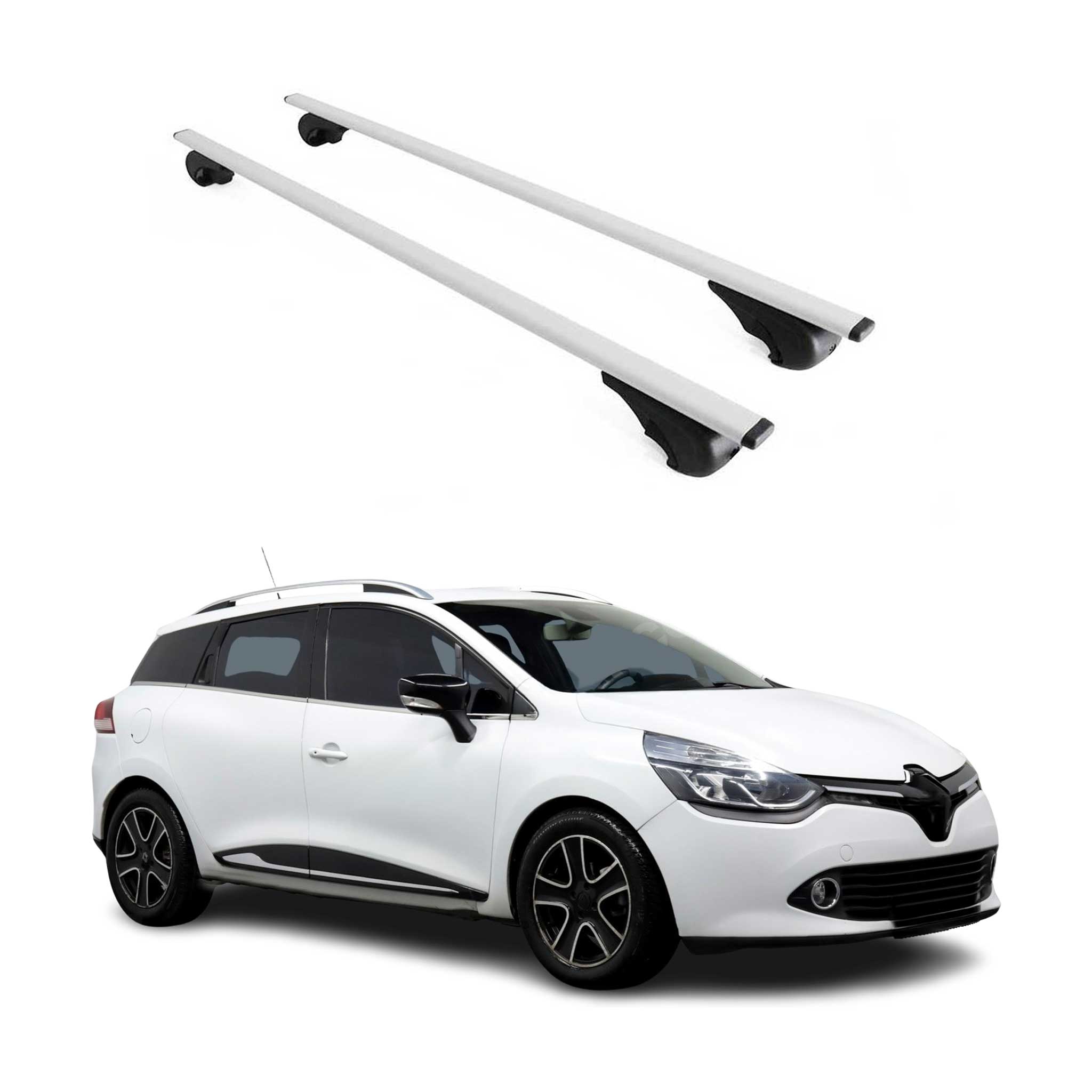 Barres de toit Transversales pour Renault Clio Grandtour 2012-2019 Fer Argent