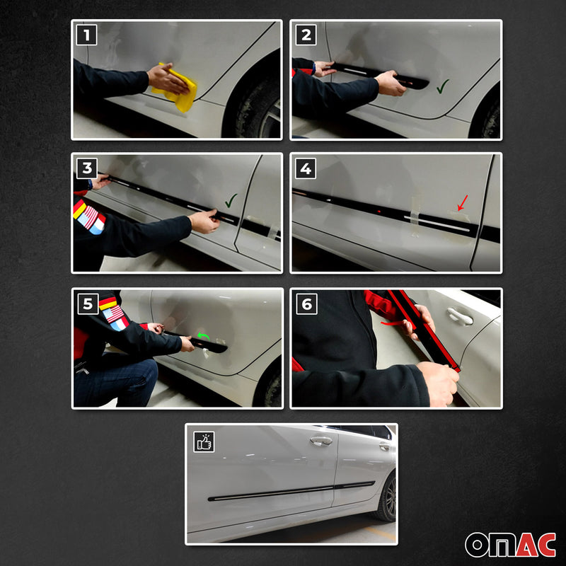 Garniture baguette de porte latérale pour Opel Mokka/Mokka-e 2020-2025 Noir 4Pcs