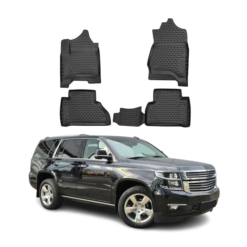 Tapis de sol pour Chevrolet Tahoe 2015-2024 en caoutchouc TPE 3D Noir 4Pcs