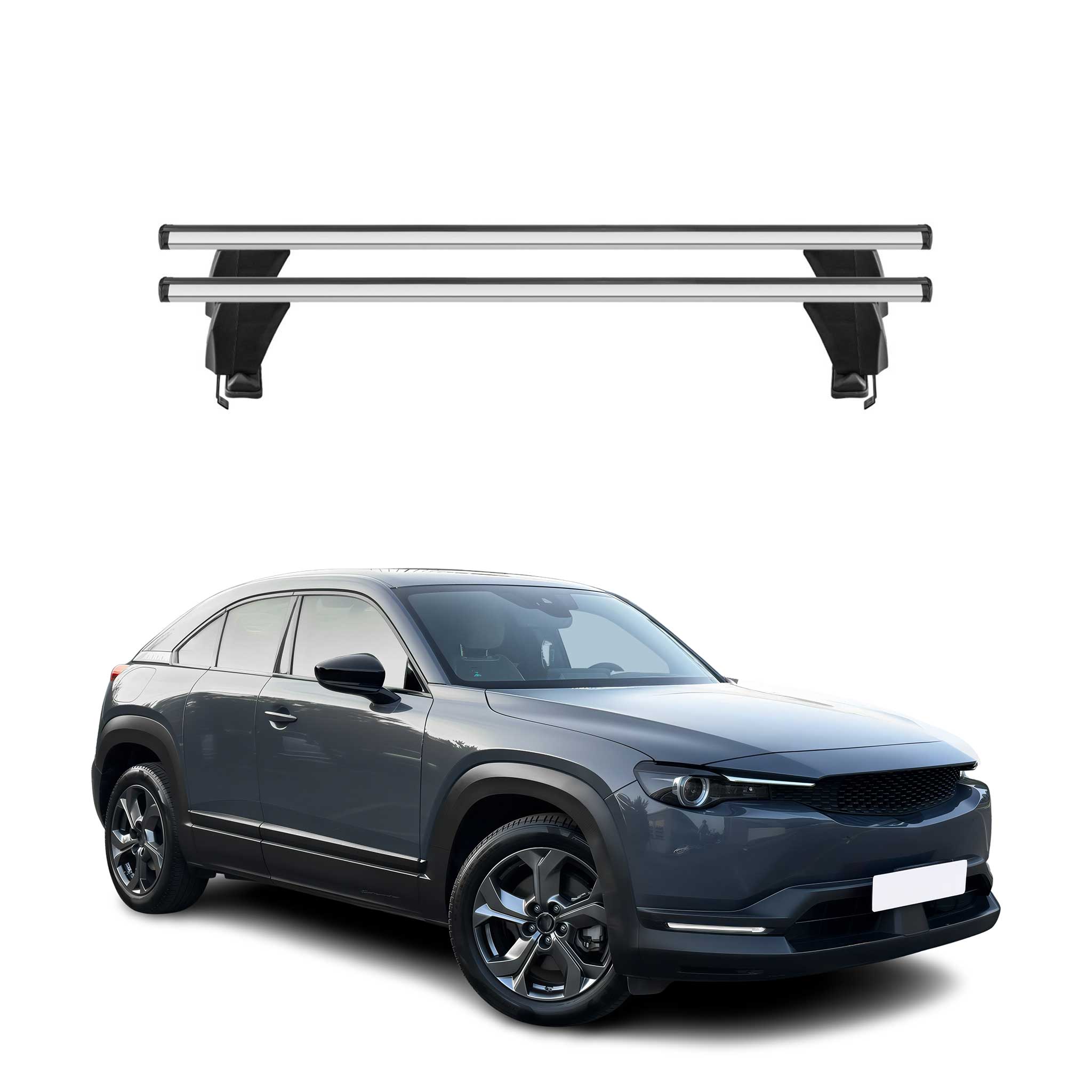 Menabo Barres de toit Transversales pour Mazda CX-30 2020-2026 Gris ABE 2x