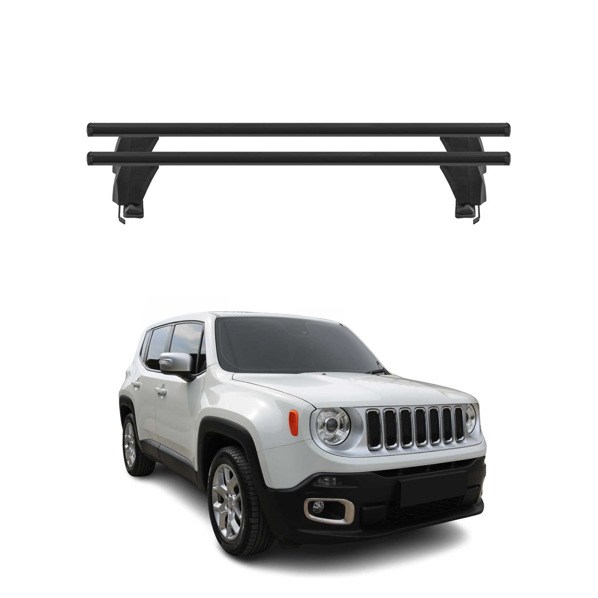 Menabo Barres de toit Transversales pour Jeep Renegade 2015-2025 Noir 2x