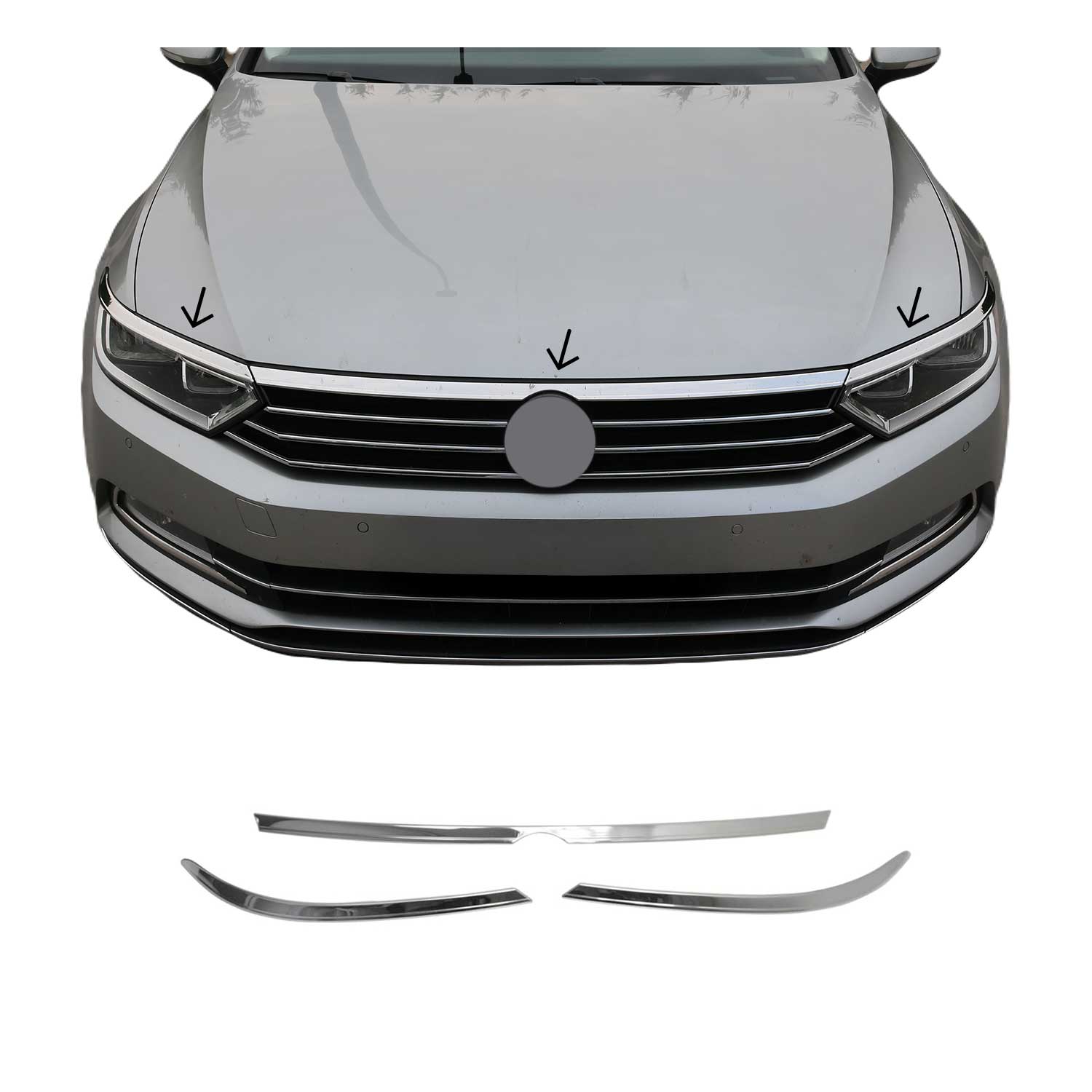 Cadres Phares Antibrouillard pour VW Passat B8 2015-2021 en acier inoxydable
