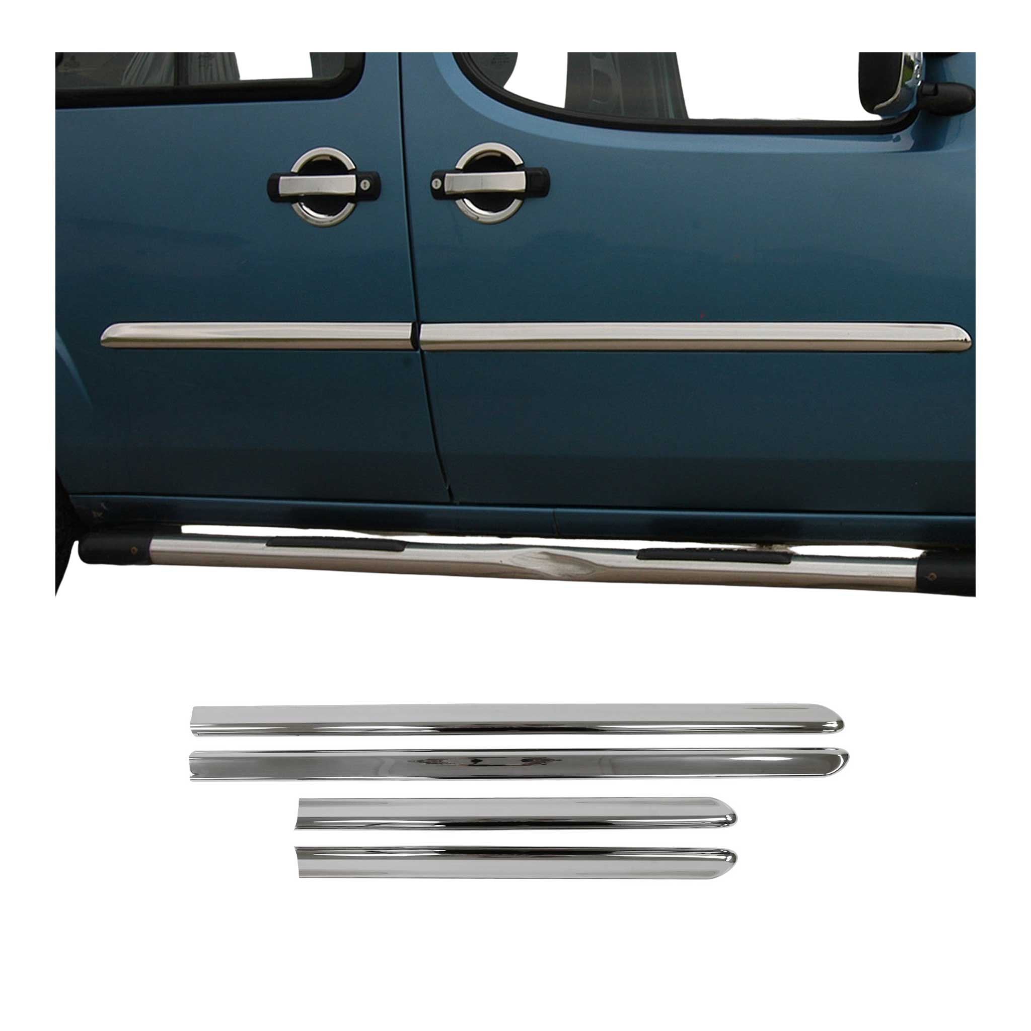 Garniture Baguette de porte latérale pour Fiat Doblo 2000-2006 acier chromé 4Pcs