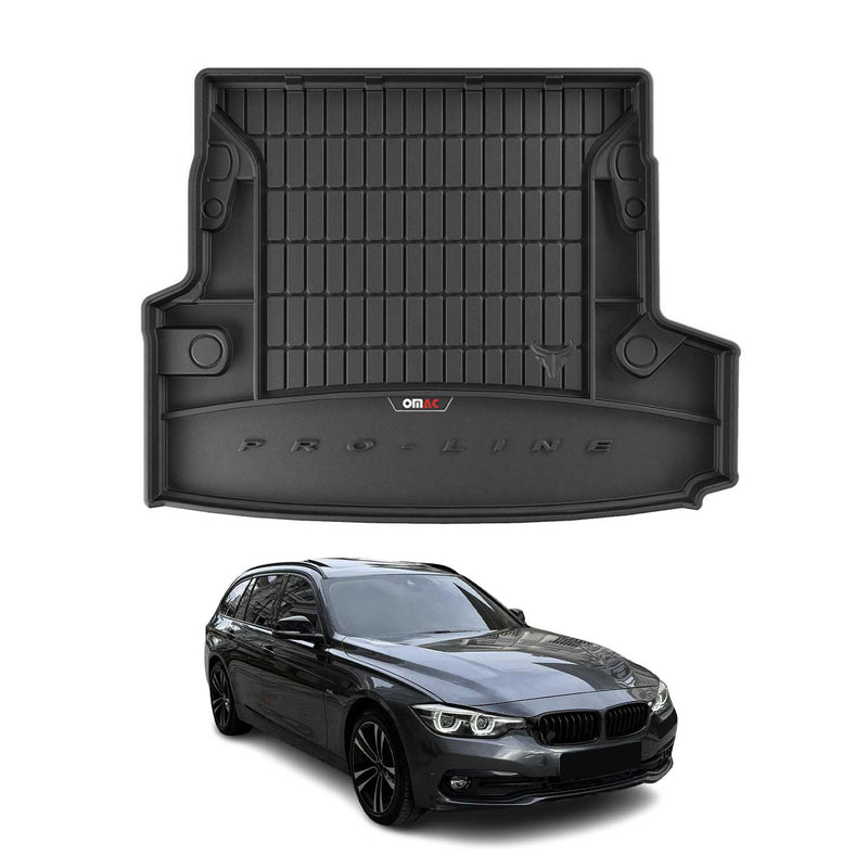 OMAC Tapis de coffre caoutchouc pour BMW Série 3 Break 2011-2019 Noir Premium