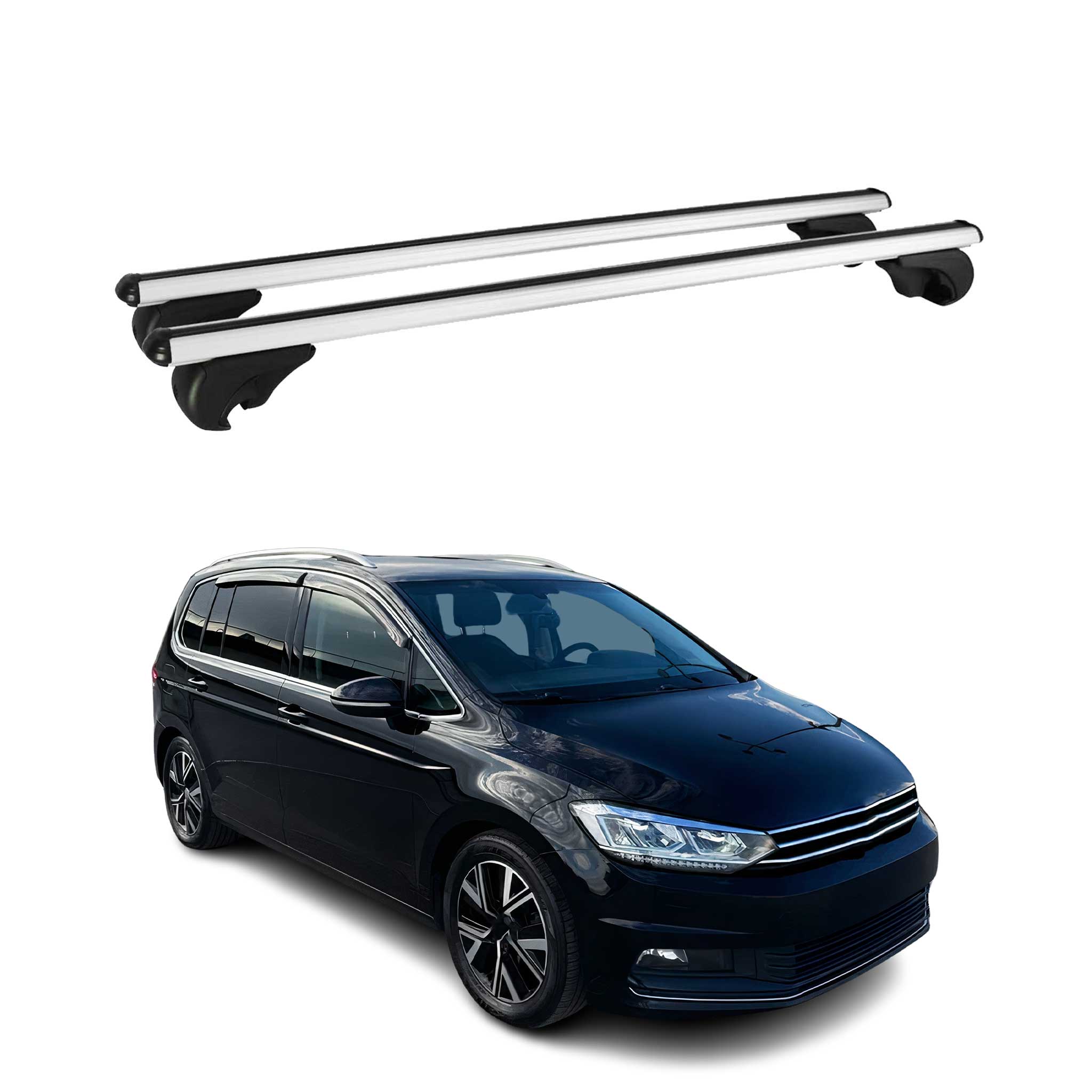 Barres de toit transversales pour VW Touran 2015-2026 2 PCS en Alu gris
