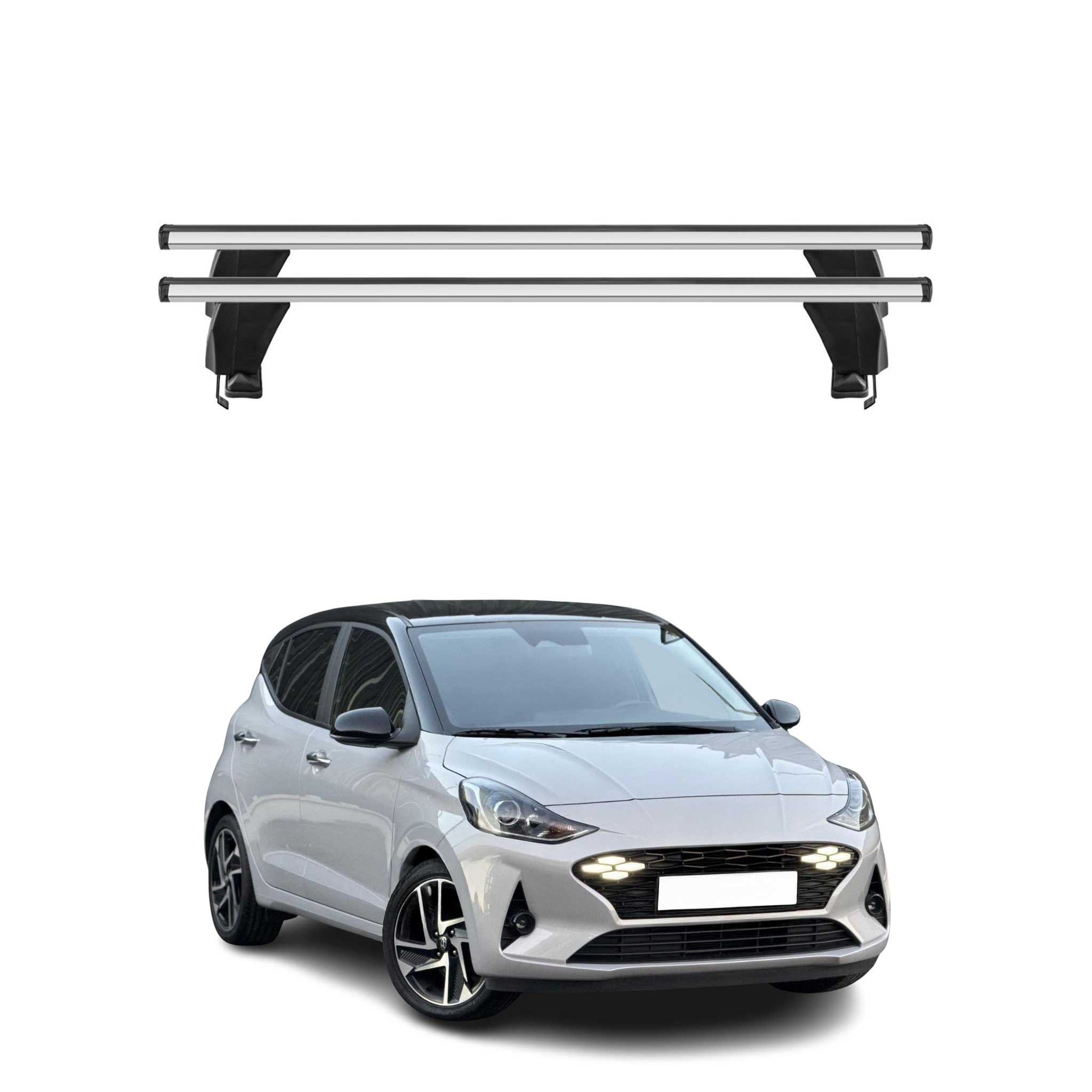 Barres de toit transversales pour Hyundai i10 III 2023-26 Facelift Alu Gris 2x