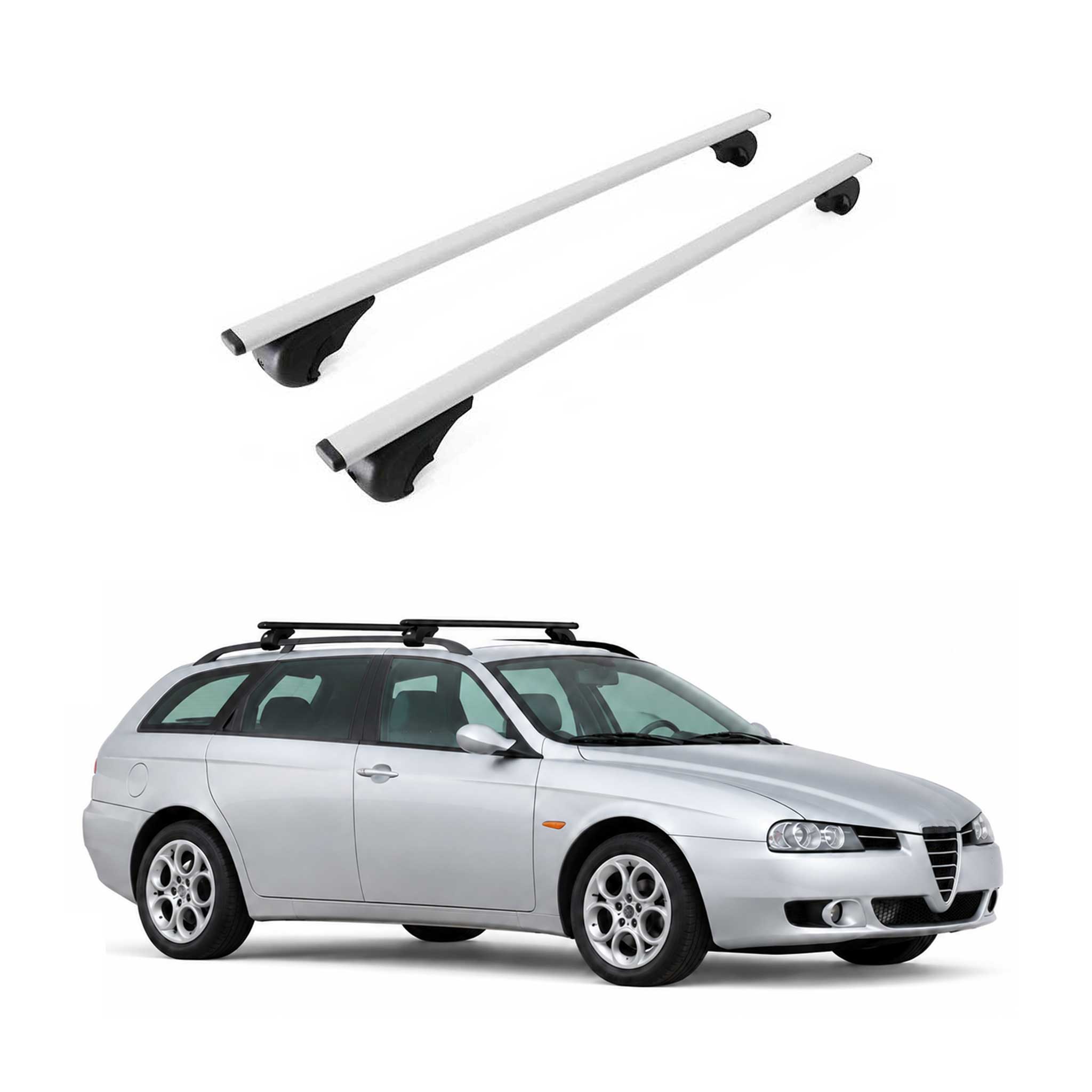 Barres de toit Transversales pour Alfa Romeo 156 Crosswagon 2004-07 Fer Gris 2x