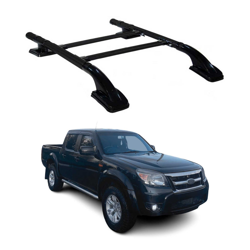 KIT Barres de toit trans+long pour Ford Ranger II (Typ PJ/PK) 2007-2012 Alu Noir