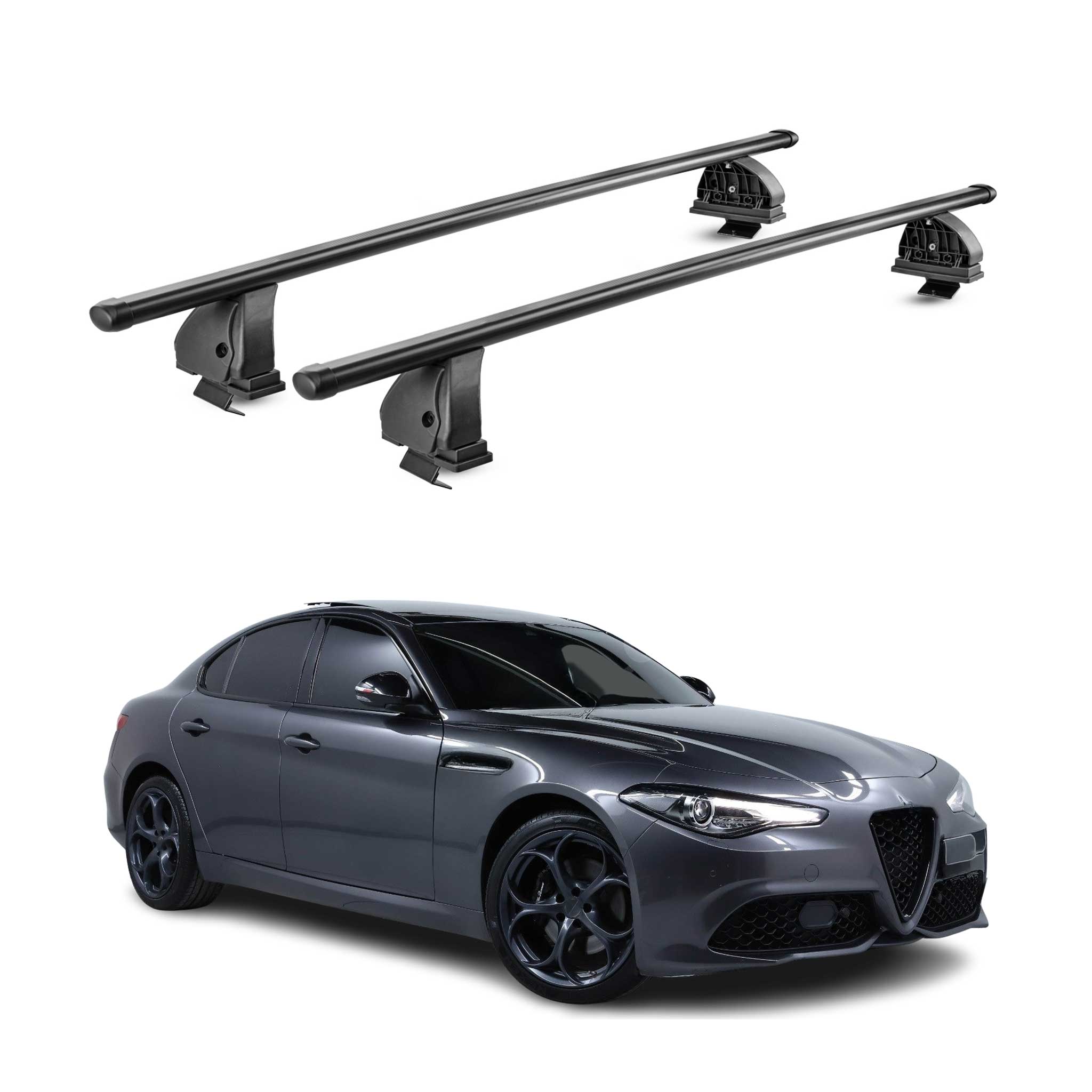 Barres de toit transversales acier pour Alfa Romeo Giulia 2015-2026 TÜV Noir 2x