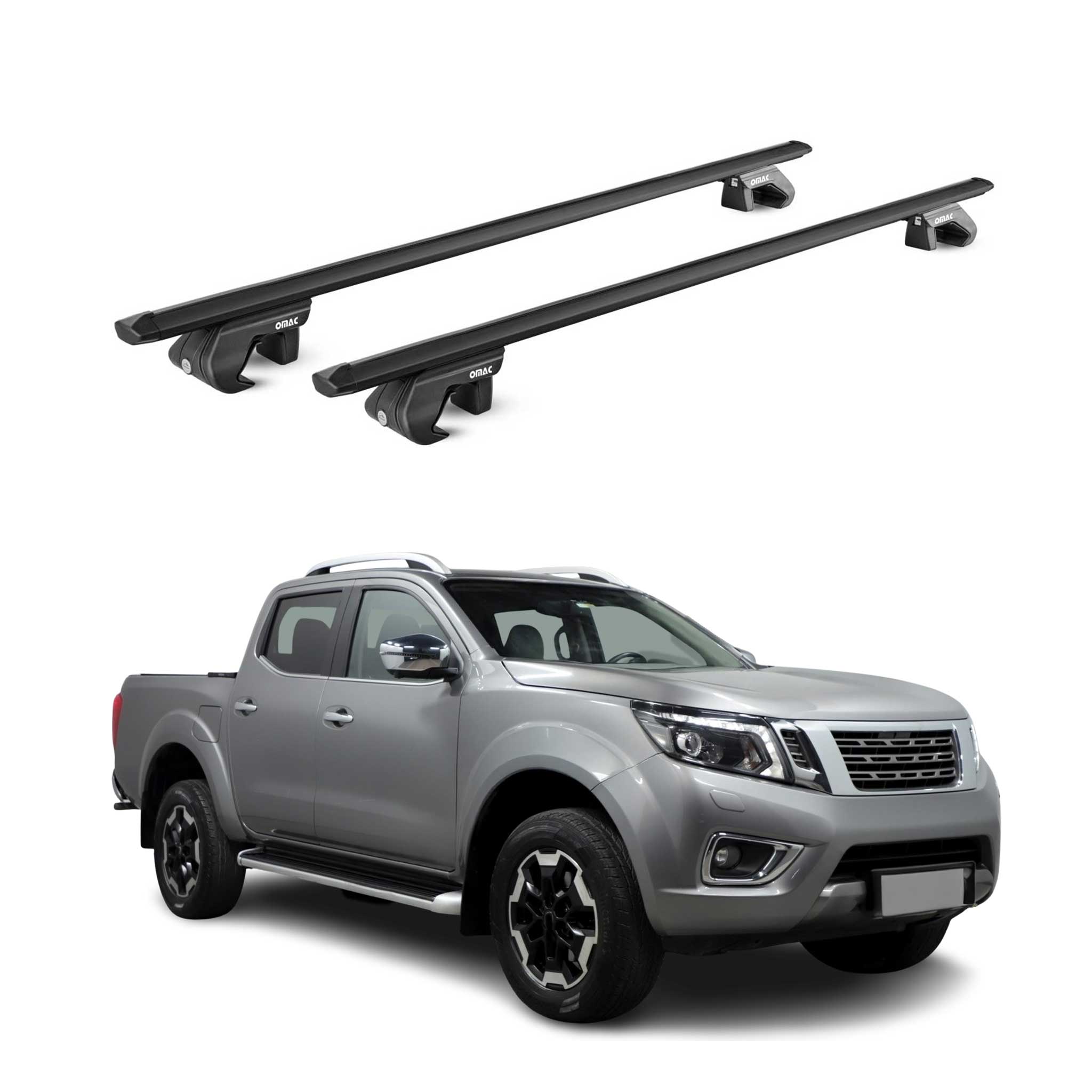Barres de toit transversales pour Nissan Navara D23 2015-2023 4P Noir 2x ABE