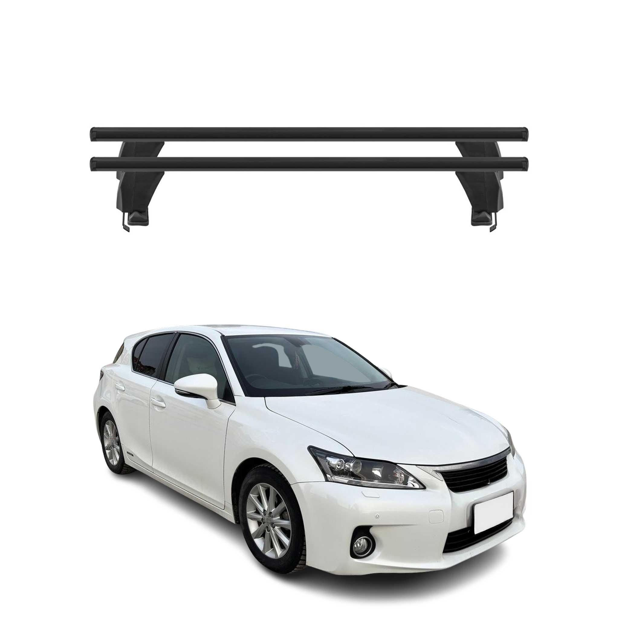 Menabo Barres de toit Transversales pour Lexus CT 2011-2014 Alu Noir ABE 2x