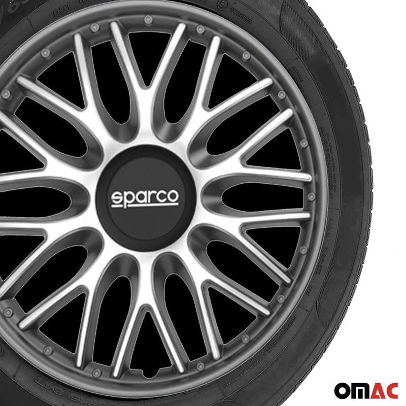 SPARCO Jeu Enjoliveurs de Roues 15 Pouces Argenté Gris en ABS 4 piéces