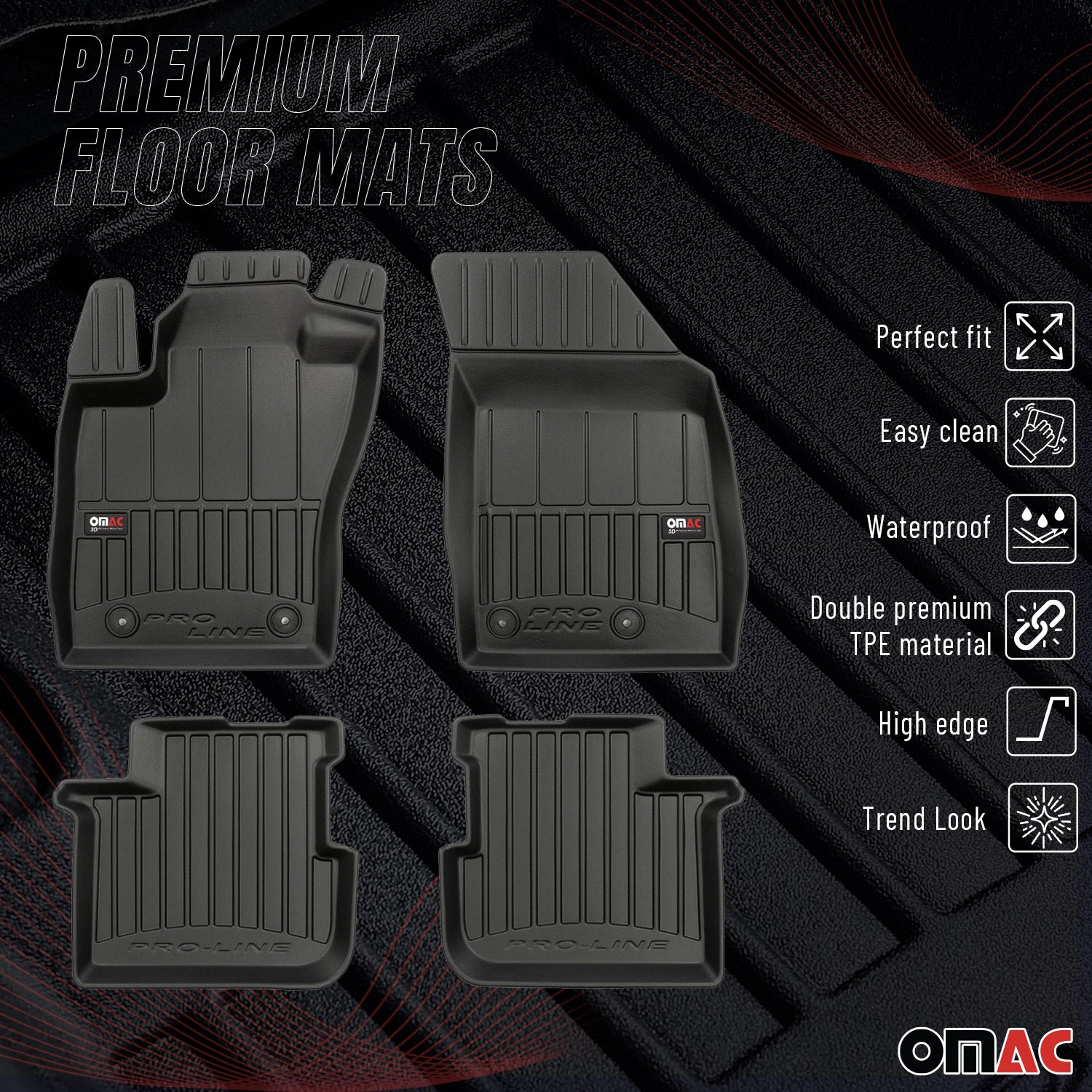 Tapis de Sol pour Fiat Tipo 2015-2026 Caoutchouc TPE Noir