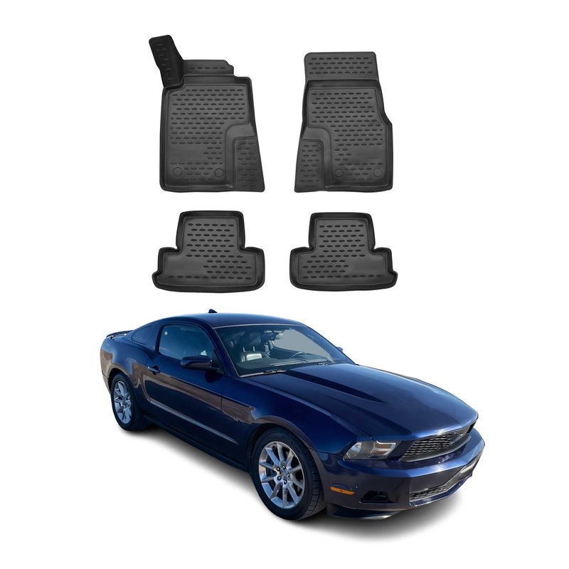 Tapis de sol pour Ford Mustang 2010-2013 en caoutchouc TPE 3D Noir 4Pcs