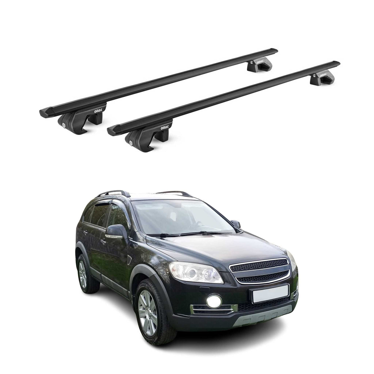 Barres de toit transversales pour Chevrolet Captiva 2006-2016 Alu Noir 2x ABE