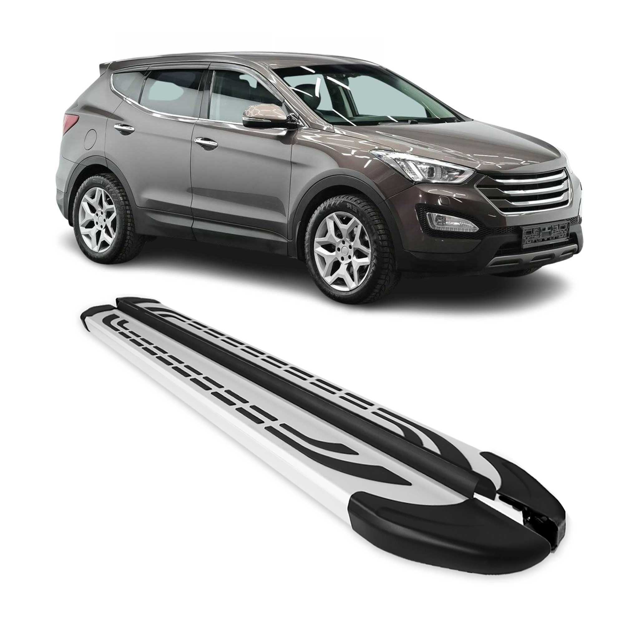 Marchepieds Latéraux pour Hyundai Santa Fe 2012-2018 Aluminium Gris 2Pcs