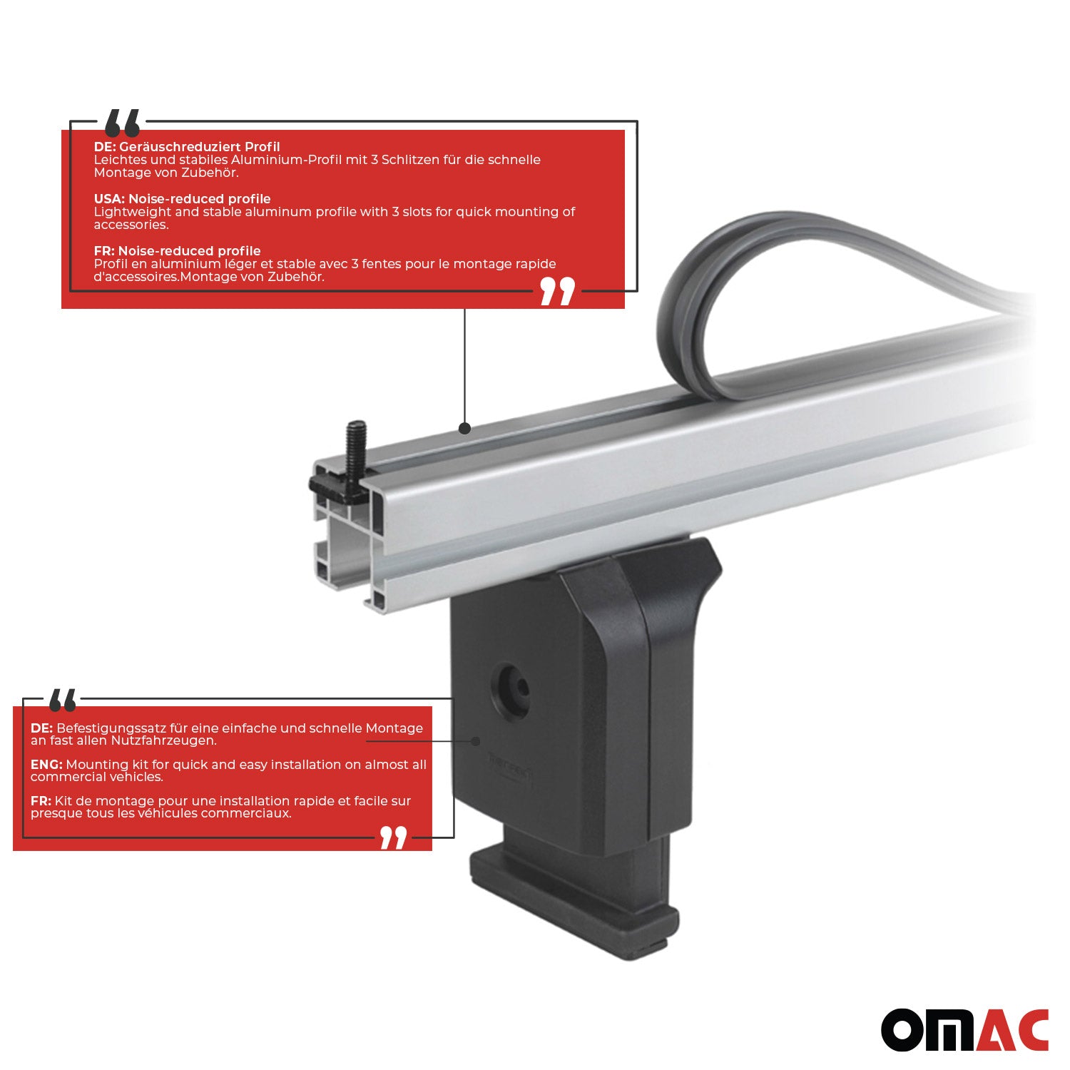 Barres de toit Transversales pour Mercedes Vito W447 2014-2026 Aluminium Gris 4x