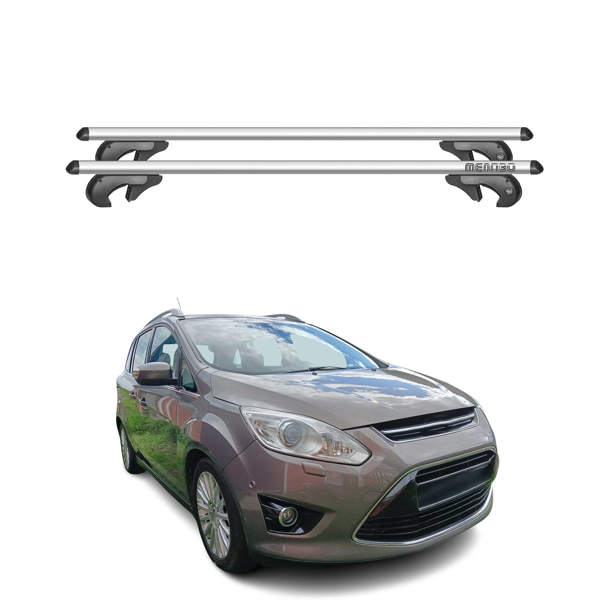 Barres de toit transversales pour Ford C-Max II 2010-2019 Gris 90kg 2x