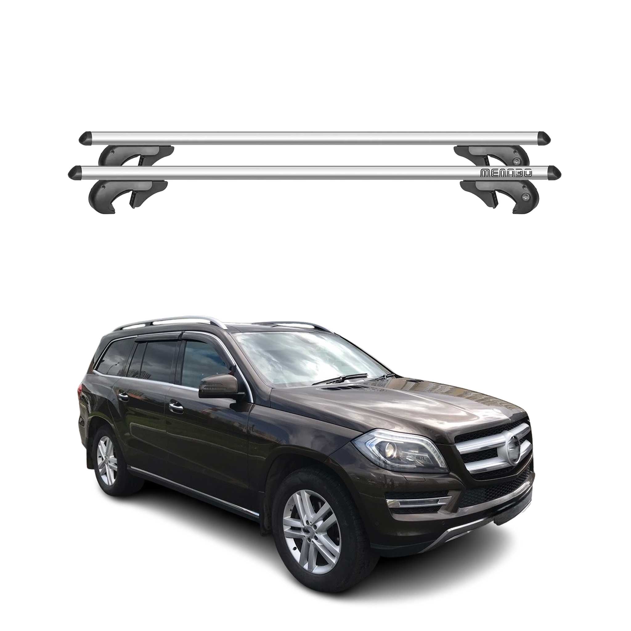 Barres de toit transversales pour Mercedes GL Classe X166 2012-2019 Alu Gris 2x