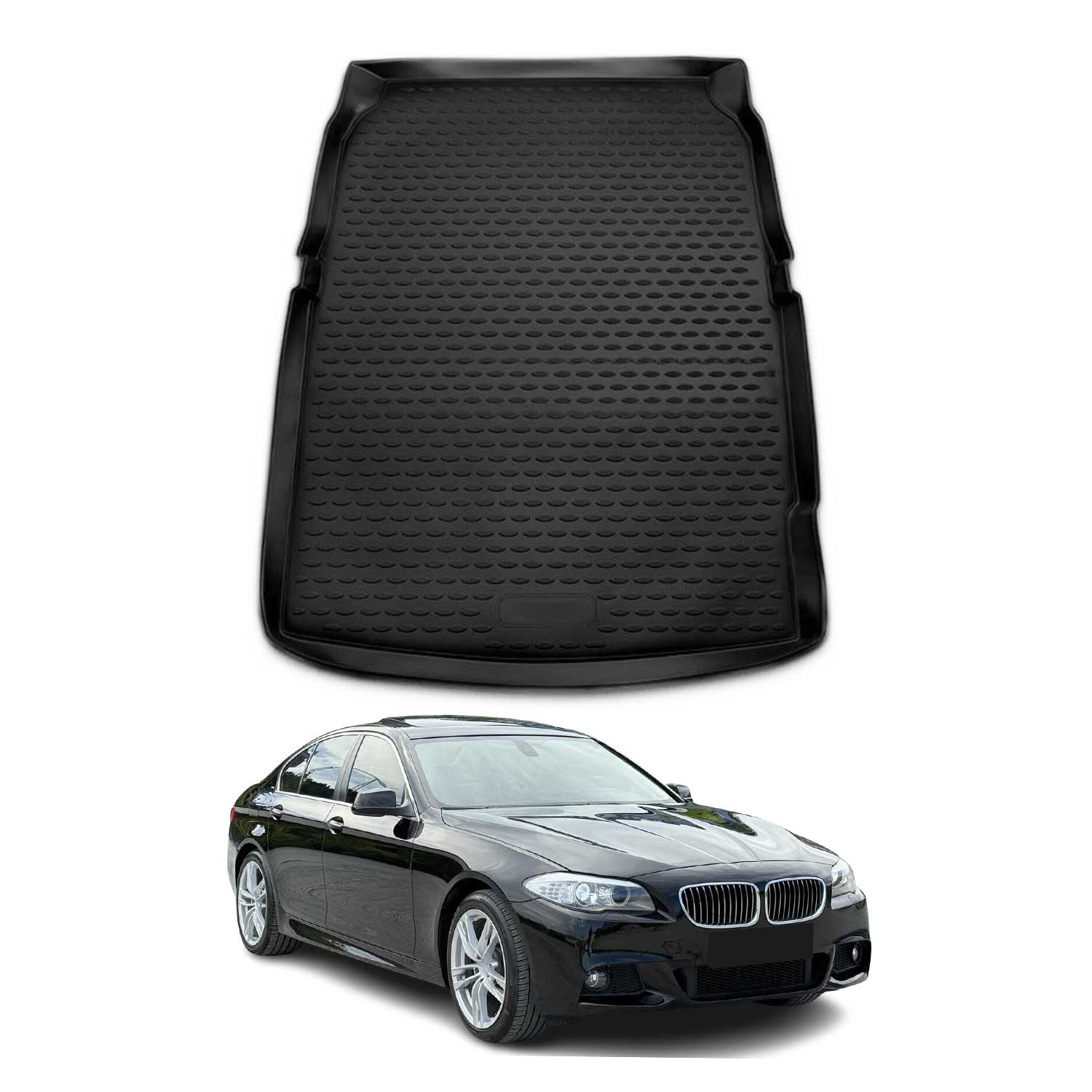 OMAC Tapis de coffre pour BMW Série 5 F10 Berline 2010-2017 en caoutchouc Noir