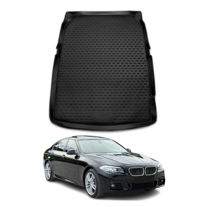 OMAC Tapis de coffre pour BMW Série 5 F10 Berline 2010-2017 en caoutchouc Noir