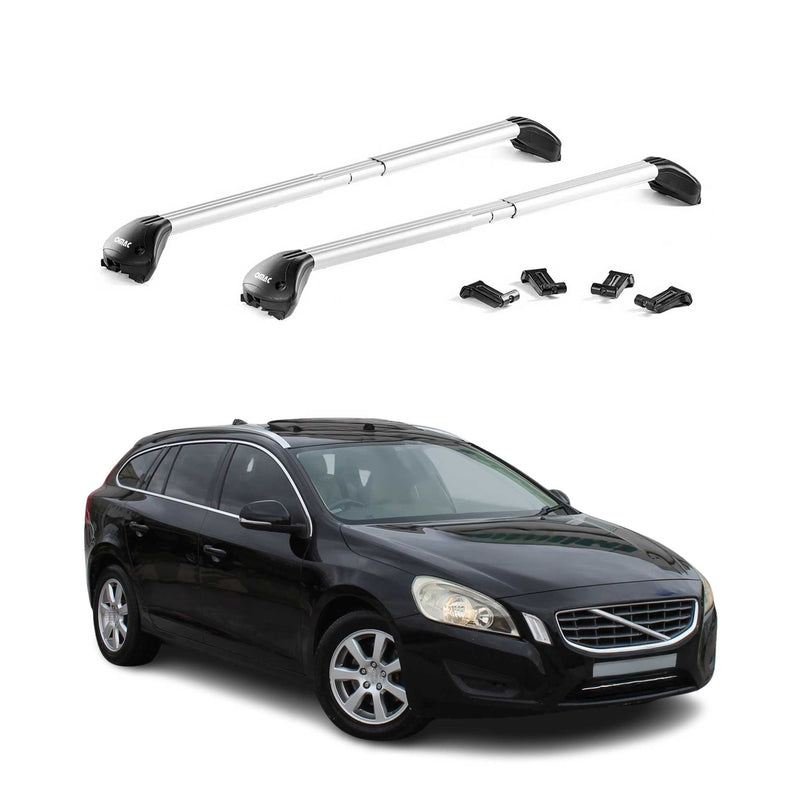 Barres de toit transversales pour Volvo V60 2010-2025 Alu Gris Argenté 2x ABE
