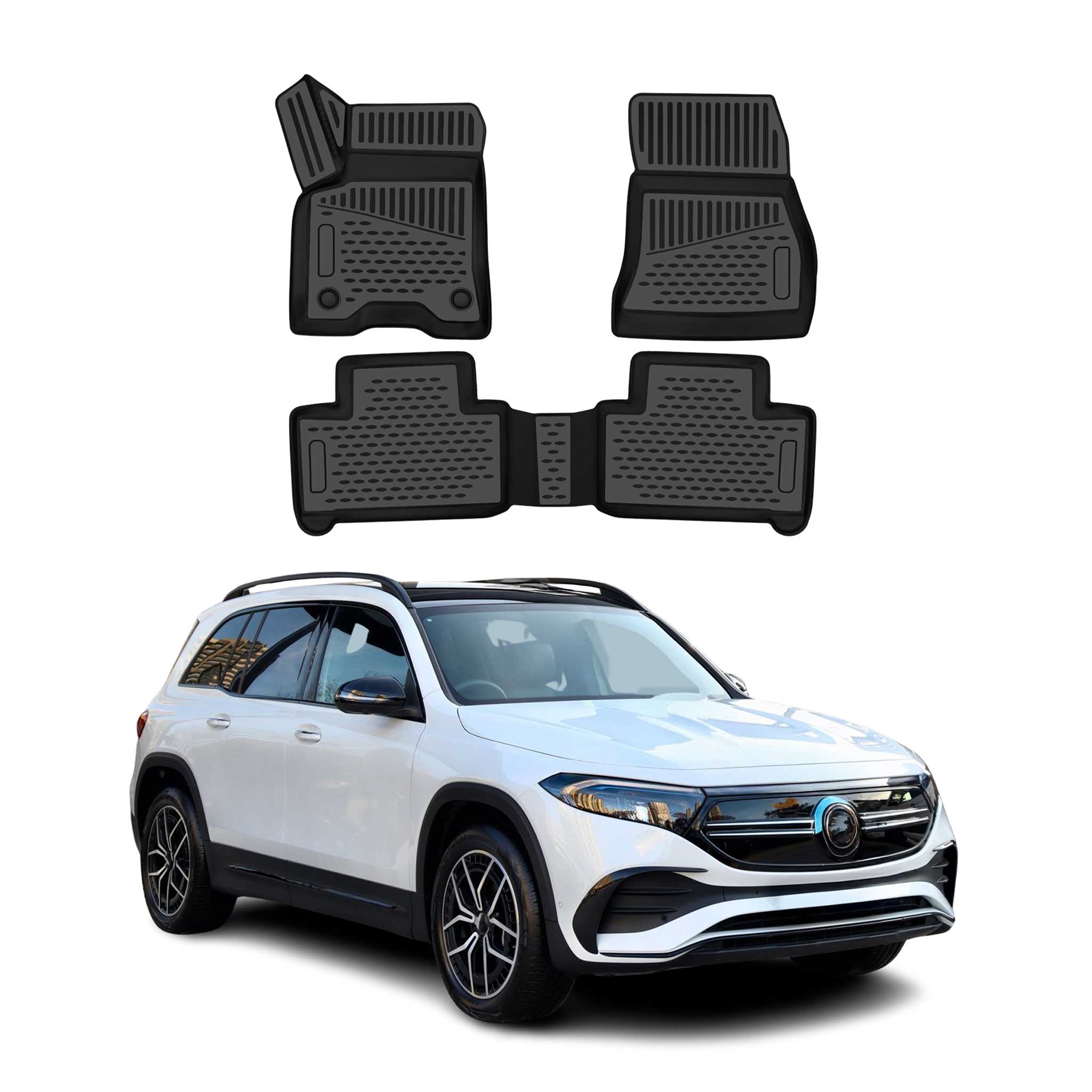 OMAC Tapis de sol pour Mercedes EQB X243 2022-2026 en caoutchouc TPE Noir 3Pcs