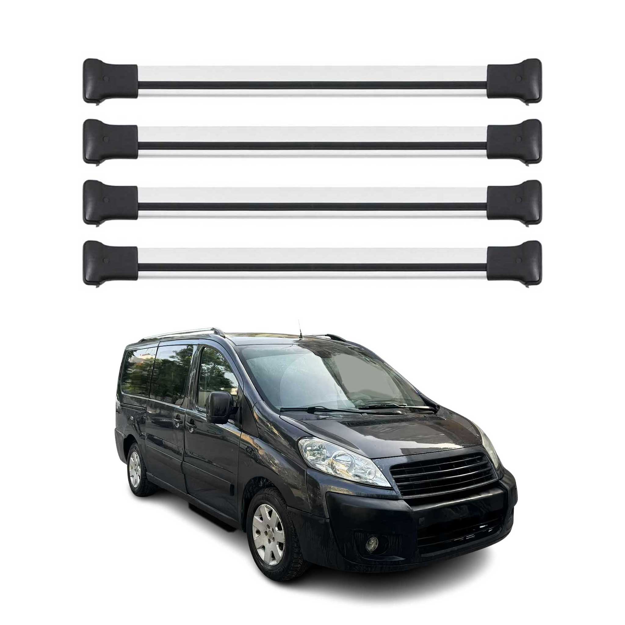 Barres de toit transversales pour Fiat Scudo 2007-2016 en Alu gris 4Pcs