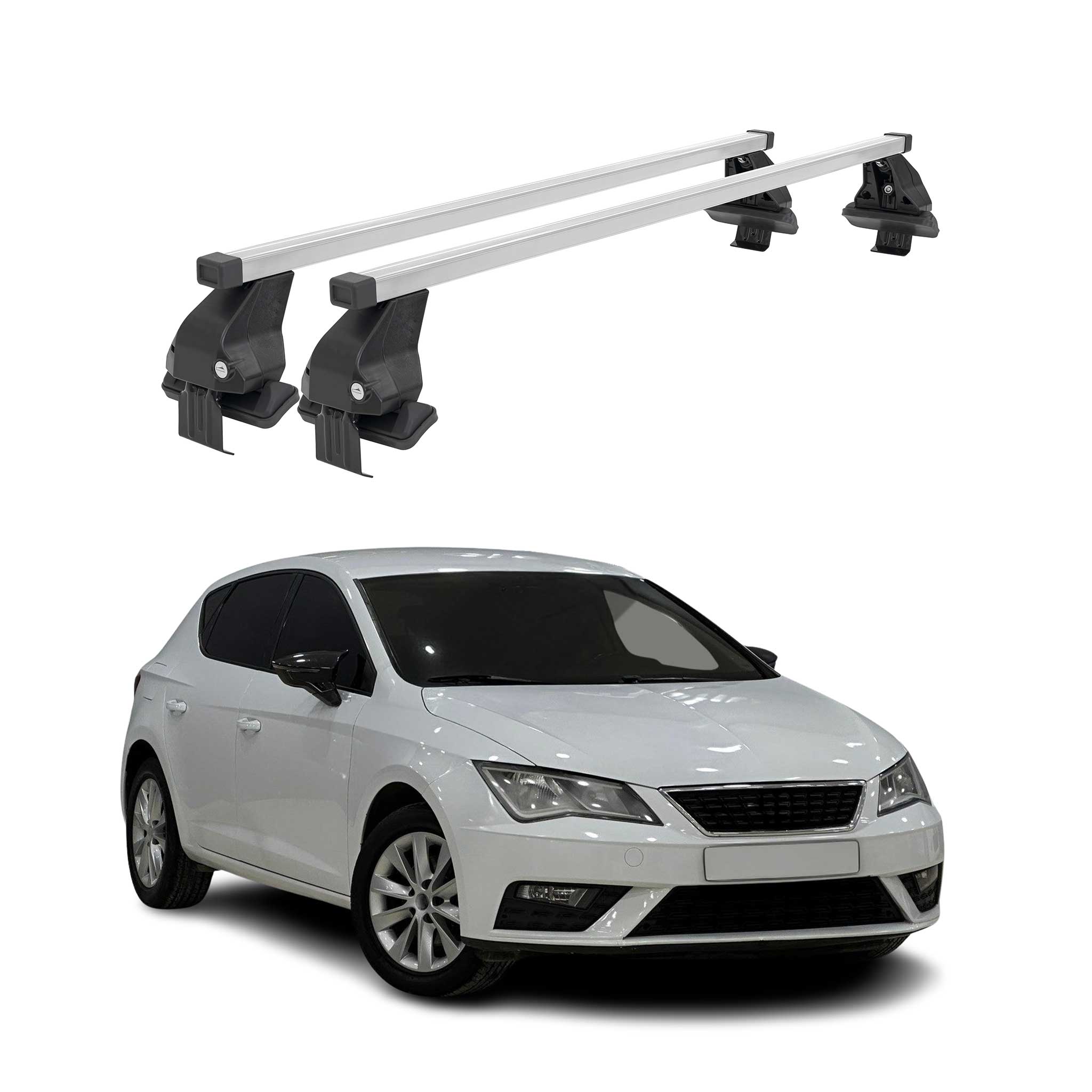 Barres de toit transversales pour Seat Leon III 2012-2020 Acier Gris