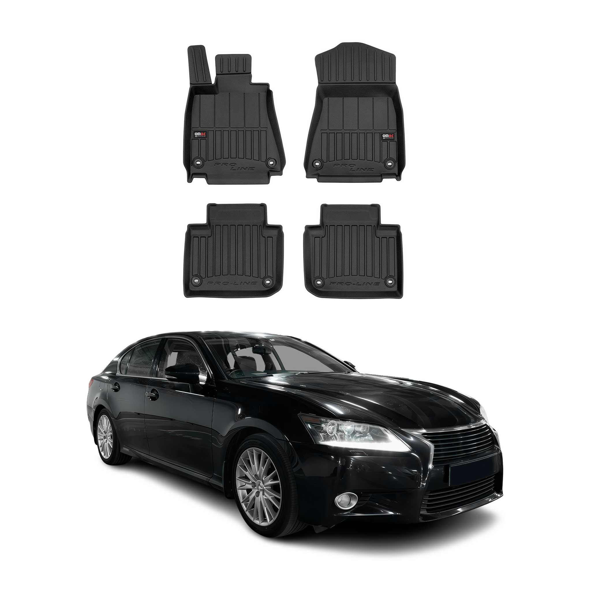 OMAC Tapis de sol en caoutchouc pour Lexus GS 2012-2020 Noir Premium