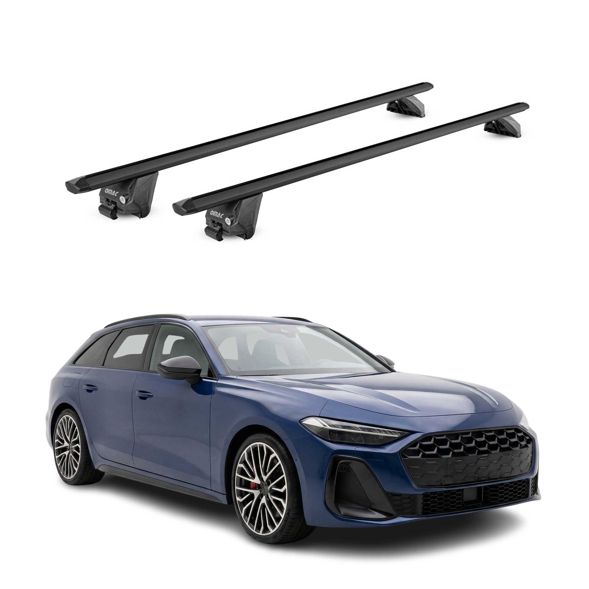 Barres de toit transversales pour Audi A5 B10 Break 2025-2026 Noir 2 pièces ABE