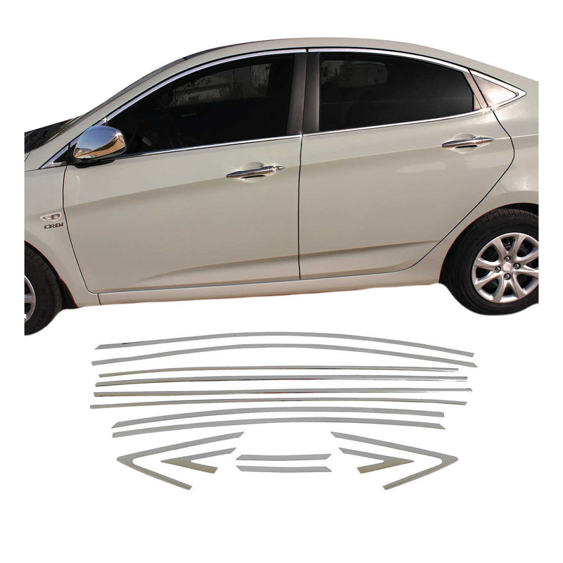Cadre de lève-vitre pour Hyundai Accent Blue Solaris 2012-2020 Chromé Inox 14x