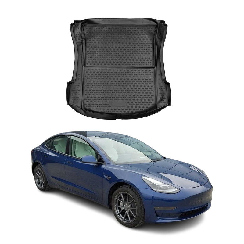OMAC Tapis De Coffre pour Tesla Model 3 2017-2024 en caoutchouc Noir