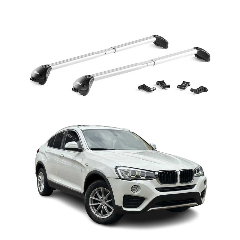 Barres de toit transversales pour BMW X4 F26 G02 2015-2025 Alu Gris 2x ABE