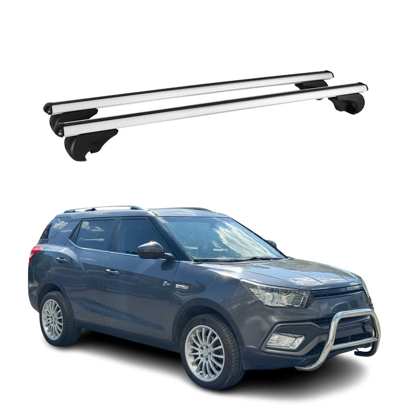 Barres de toit Transversales pour Ssangyong XLV 2016-2024 Aluminium Argent