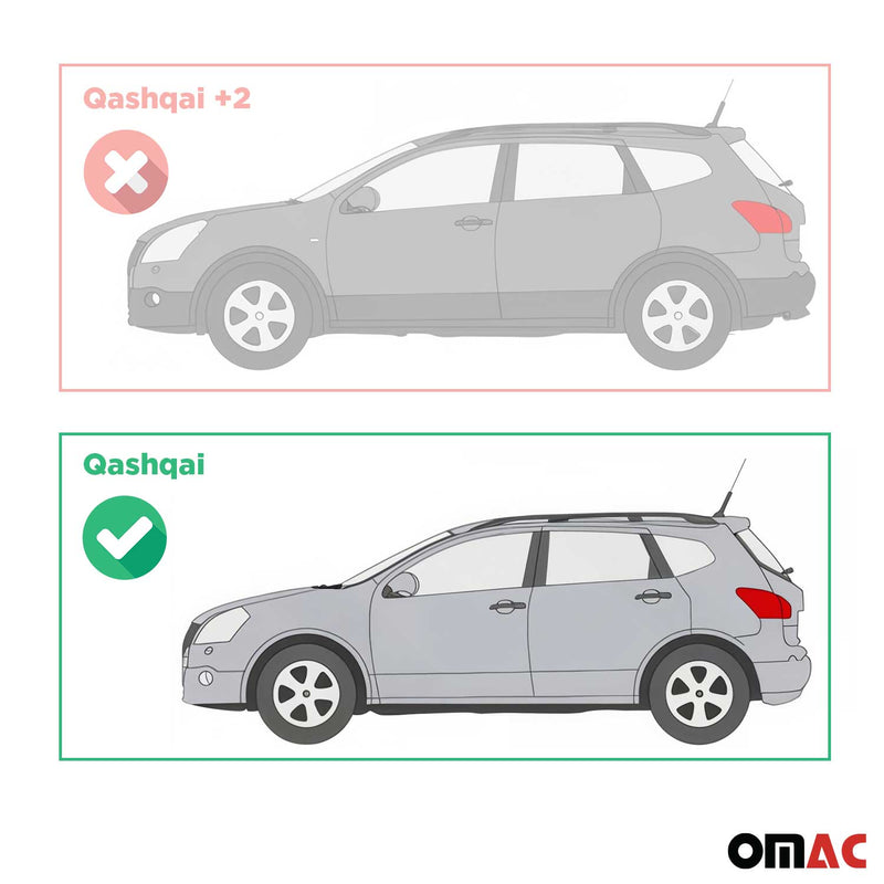 Marchepieds Latéraux pour Nissan Qashqai J10 2006-2014 Aluminium Gris Noir 2x