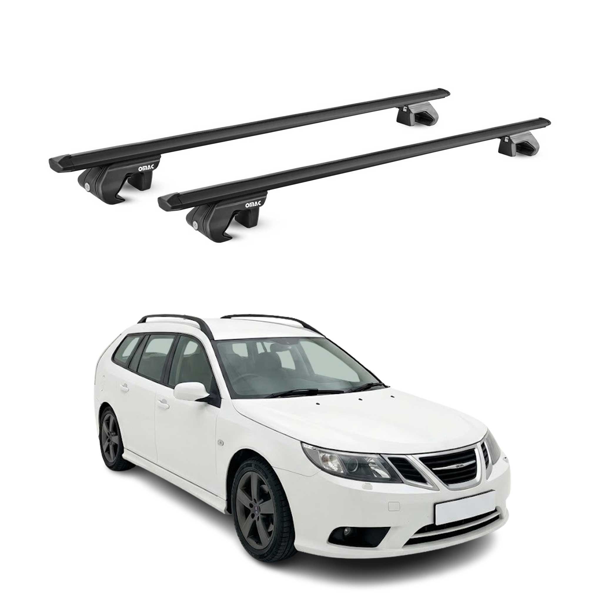 Barres de toit transversales ABE pour Saab 9-3X 2009-2013 Aluminium Noir 2x