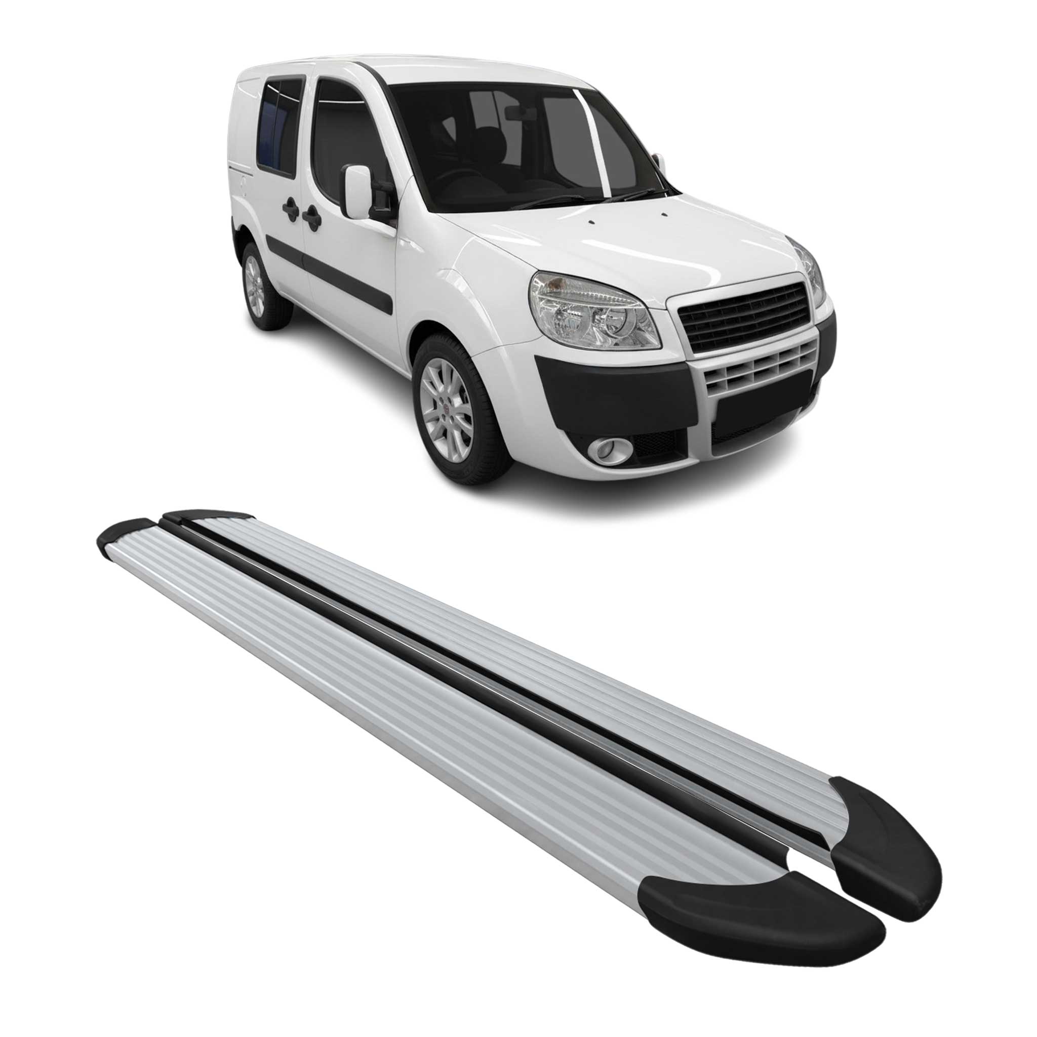 Marchepieds Latéraux pédale pour Fiat Doblo 2000-2010 L1 Aluminium Argent 2Pcs
