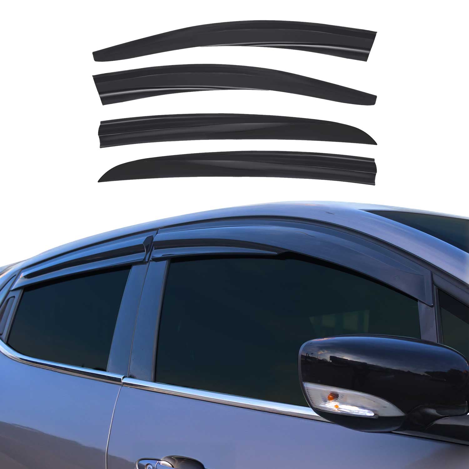 Déflecteurs de Vent pluie d'air pour Renault Fluence 2010-2021 Acrylique Noir 4x