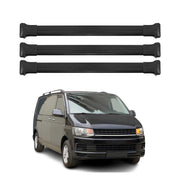 Barres de toit transversales pour VW T6 T6.1 Transporter 2015-2021 Alu Noir 3Pcs
