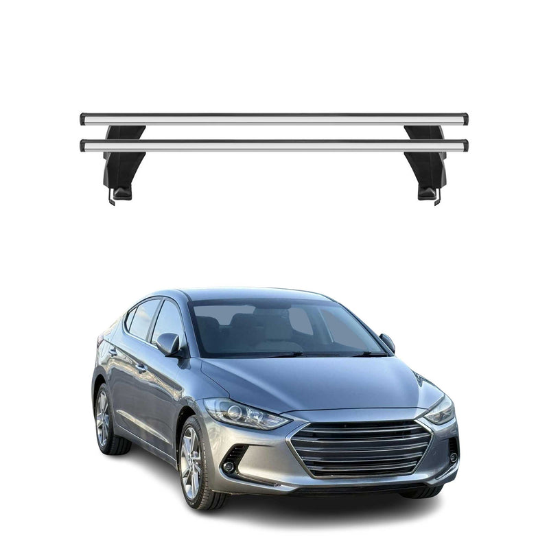 Menabo Barres de toit Transversales pour Hyundai Elantra VI 2016-2020 Alu Gris